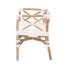 Benzara Benjara Kelly 52 Inch Accent Bench Handwoven Crossed Rattan White and Brown