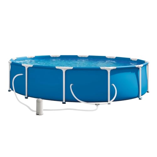 12ft x 30in Metal Frame Above Ground Swimming Pool Set with Filter Pump