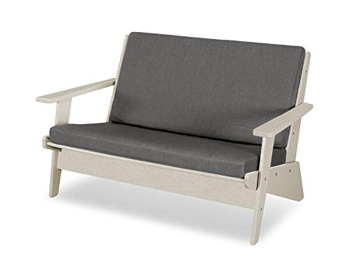 POLYWOOD® Riviera Modern Lounge Loveseat in Sand/Blend Coal