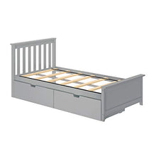 Max & Lily Twin Bed Frame with Headboard & Storage Drawers Grey