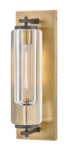 Hinkley Lourde Medium Outdoor Wall Sconce w/Lumiglo, Brass with Black