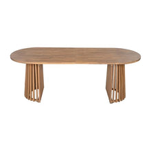 Christopher Knight Home 83" Oval Dining Table with Racetrack Top, Outdoor Acacia Wood Dining Table for 6-8, Large Garden Dining Furniture, Slatted Pedestal Outdoor Furniture, Brown