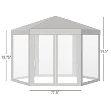 YMGSCC Party Tent Gazebo Hexagon Patio Outdoor Party Activities Waterproof with Mesh Walls Beige
