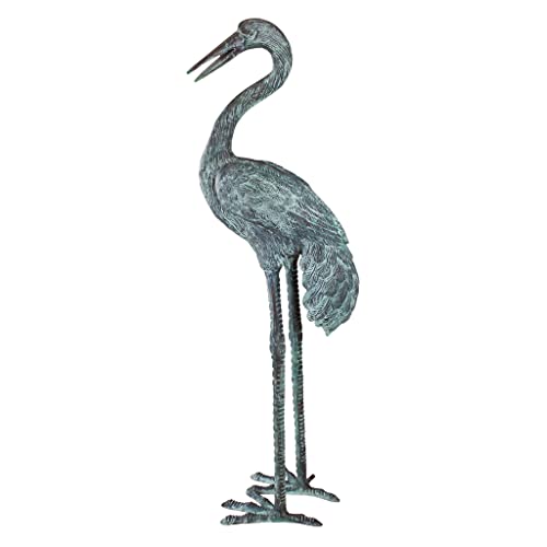 Design Toscano Large SU2210 Head Low Crane Bird Fountain Water Feature 35 Inch Green Verdigris