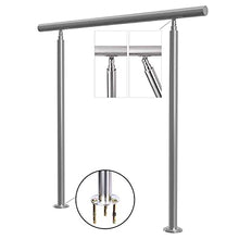 Swimming Pool Handrail Picket Stair Railings Decking Round Pipe Tube Banister Brushed Rail Bars Fixings Rail Base Adjustable Angle Sloping Steps for Indoor Outdoor Gardens,100cm(39.37in)