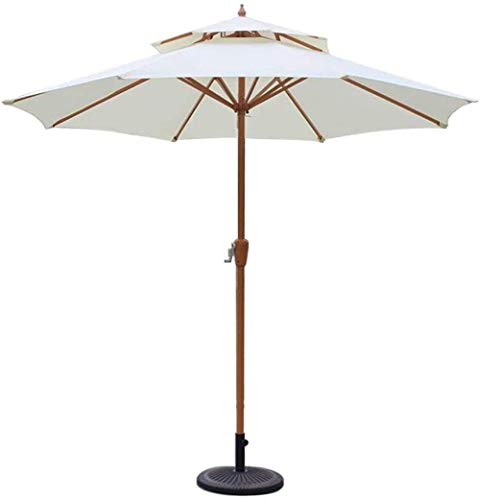 JIIPOREGJ Outdoor Garden Parasols Parasols 9Ft / 270Cm Double Top Garden Patio Umbrella with Crank Handle, Sun Shade Waterproof Protection for Terrace, Balcony, Pool, Beach,Off-A