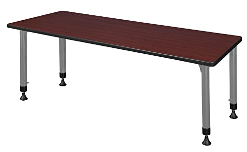Romig Kee Height Adjustable Classroom Activity Table 60x24 Inch Mahogany Grey Base