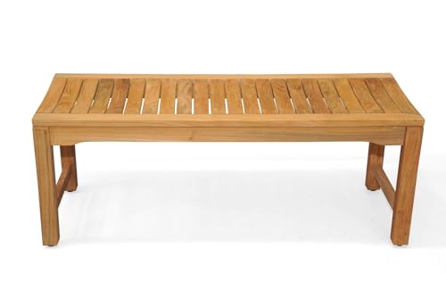 GOLDENTEAK Backless Teak Bench 48 Inch Golden Honey Brown