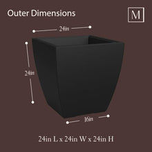 Mayne Kade 24in Self-Watering Modern Square Planter, Black