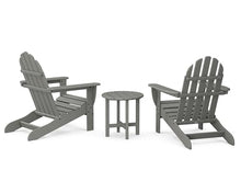 POLYWOOD PWS417-1-GY Classic 3-Piece Chair Side Table Adirondack Seating Set, Slate Grey