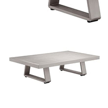 Benjara BM287716 Patio Xia 48 Inch Outdoor Coffee Table, Gray Aluminum Frame, Plank Style Tabletop