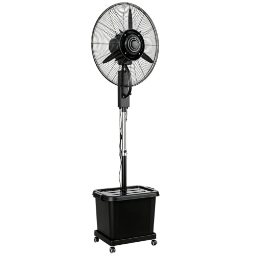 MARIYCH Industrial Misting Fan Outdoor Cooling Fan for Patios, 3 Speeds, Adjustable Height,90° Oscillation for Backyards, Patios,29.5in