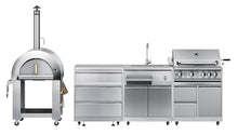 KoolMore Outdoor Kitchen Series Modular Kitchen with a Wood fire Pizza Oven, 3 Drawer Cabinet, Sink, 30 in. BBQ Grill and Cabinet in Stainless-Steel (KM-OKSKIT-CONFIG102)
