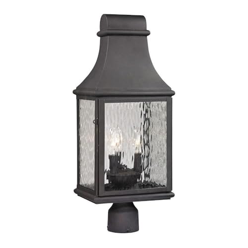 ELK Lighting 47075/3 Forged Jefferson Collection 3 Light Outdoor Post Light, 23 x 9 x 9, Charcoal
