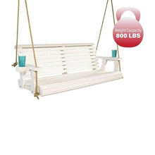 Ronghw0607 Garden Bench Outdoor Swing Leisure Roll Back Suspended Chair Swing Wooden Swing with Suspension Rope Cup Holder Park Patio Seat