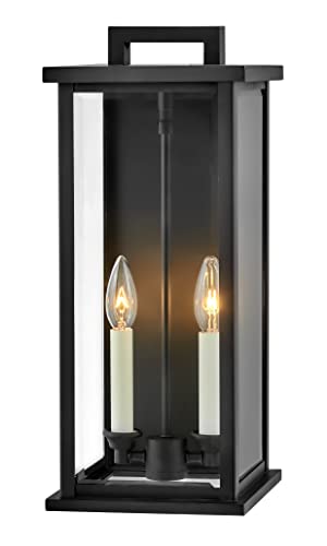 Hinkley Weymouth Medium Tall Outdoor Wall Mount Rectangle Lantern, Black