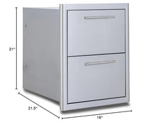Blaze 16-Inch Stainless Steel Double Access Drawer with Soft Close Glides, Heavy Duty 304 Construction, and Professional Vertical Storage for Outdoor Kitchens - BLZ-DRW2-R-LT