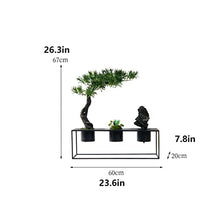 Artificial Bonsai Artificial Bonsai Tree New Chinese Style Green Simulation Welcome Pine Bonsai Tree Living Room Office Desktop Decoration Green Fake Tree for Home Office