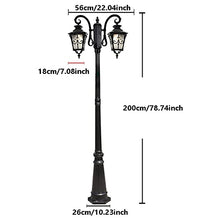 iumLeap 200Cm Black Garden Lamp Post Light Outdoor Pillar Lamp 2-Head Exterior Pole Light Glass Lantern Bollard Path Lamp Waterproof Ip65 Street Light Mains Powered Pathlight