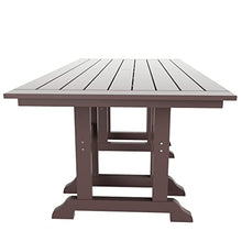 WO Home Furniture Outdoor Dining Table, 38" x 73" HDPE Patio Table with Trestle Leg Design and Umbrella Hole, Weather Resistant Outdoor Table for Backyard, Deck and Garden, Dark Brown