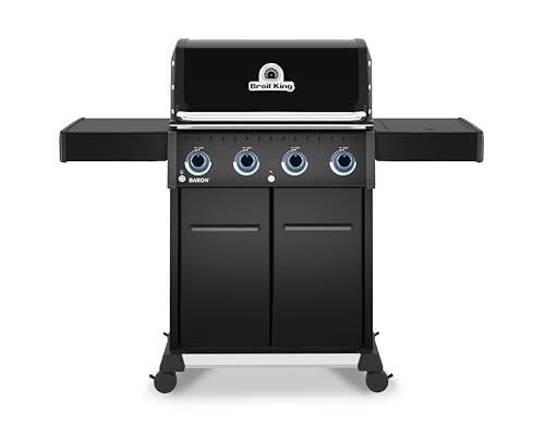 Broil King 674114 Baron 420 Pro Shadow 4-Burner Pellet Ready Propane Gas Grill in Black