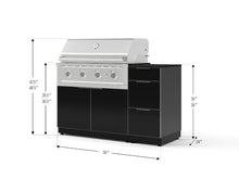 NewAge Products Classic Series 4PC Aluminum Black Modular Outdoor Kitchen Grill Island with 40" Performance Grill NG - 24"D x 56"W x 47.5"H