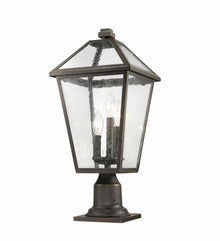Z-Lite 3 Light Outdoor Pier Mounted Fixture 579PHBR-533PM-BK, Clear Beveled