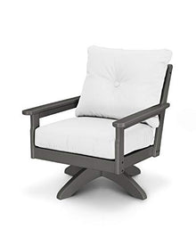 POLYWOOD® Vineyard Deep Seating Swivel Chair in Slate Grey/Natural