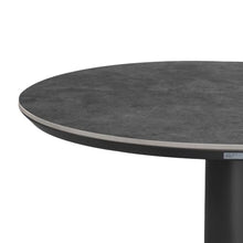 Armen Living Clarke 36 in. Round Outdoor Bar Table in Black with Sintered Stone Top and Metal Pedestal Base