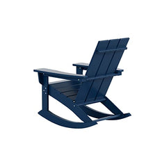 WestinTrends Ashore Patio Rocking Chairs Set of 2, All Weather Poly Lumber Plank Adirondack Rocker Chair, Modern Farmhouse Outdoor Rocking Chairs for Porch Garden Backyard and Indoor, Navy Blue