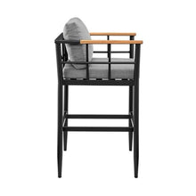 Armen Living Orlando Outdoor Patio 5-Piece Aluminum Bar Set Black