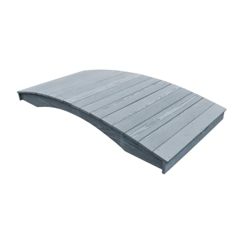 Keystone Amish Co. Pressure Treated Pine Plank Garden Bridge, 4' x 8', Grey Stain