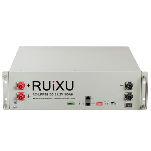 RUiXU 51.2V 100Ah LiFePO4 Deep Cycle Battery | Server Rack Lithium Battery | 4000+ycles & 20 Year Typical Lifespan | 19" Rack Mounted 3U Module,UL1973 Certified | Solar,Marine,Overland,Off-Grid,ESS