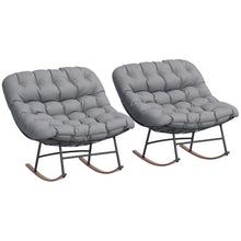 Outsunny Outdoor Rocking Chair Set of 2 Oversized with Cushions Gray
