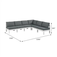 Outdoor Escape Gray Fabric Outdoor Patio Modular Sectional, Cushioned Seat and Back, Weather-Resistant Upholstery, Comfortable Outdoor Living