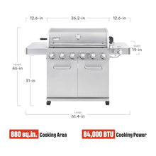 Monument Grills 77352 6+1 Burner Stainless Steel Cabinet Style Propane Gas Grill with Knob Controls, Side Burner, Built-In Thermometer, and Rotisserie Kit