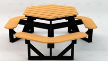 Frog Furnishings Hex Table Bench, Portable Outdoor for All Weather, Backyard, Dining Party, Patio, Also for School, College, Park, Playground, Swimming Pool