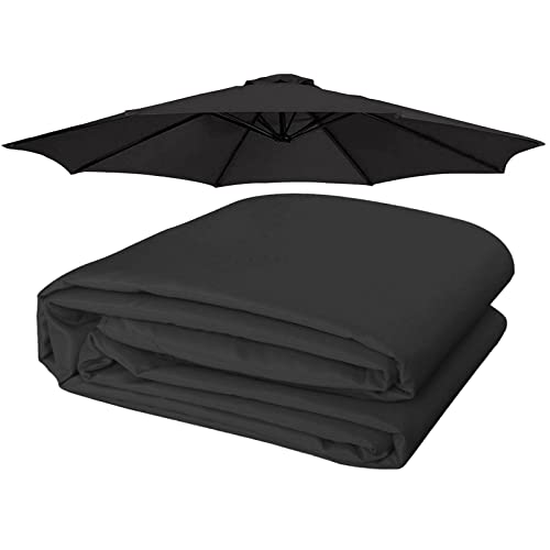 Parasols Replacement Parasol Fabric Canopy, 2.7m-6 Ribs 2.7m-8 Ribs 300cm-6 Ribs 300cm-8 Ribs Parasol Replacement Umbrella Cloth Umbrella Top - Anti-UV 30+ / Waterproof,Black-2.7m/8.8ft (8ribs)