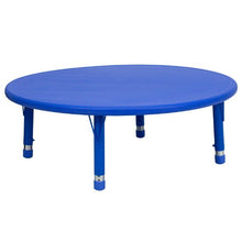 BizChair 45" Round Blue Plastic Height Adjustable Activity Table