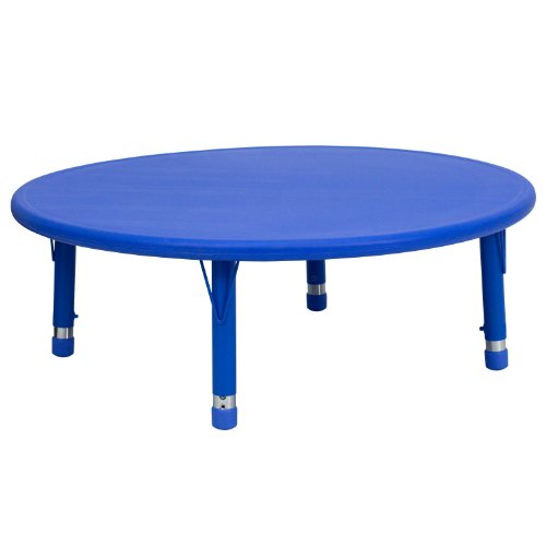 BizChair 45" Round Blue Plastic Height Adjustable Activity Table