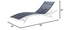 Lounge Chair Chaise, Set of 2, Aluminum, Metal, White Blue Navy, Modern, Outdoor Patio Balcony Cafe