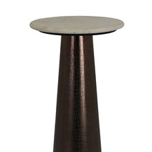 Benjara Plant Stand Accent Table- Bronze Metal- Round Gray Marble Top- 26 Inch