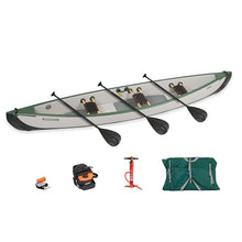 Sea Eagle TC16 Inflatable Canoe with Wood Web Seats, Pump, Bag & Optional Paddles Green and Gray