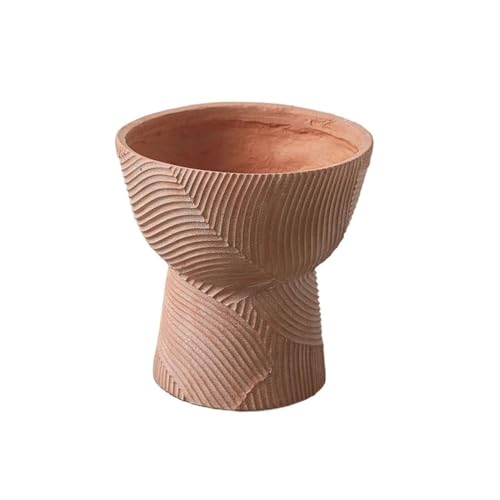 WOAITIANTIAN Flower Pots Tall Feet Pink Flower Pot with Line Texture Plants Container, for Bedroom Windowsill Garden(Large)