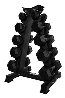 Bolt Fitness Supply Hex Rubber Dumbbell Set 5-75 lb with Metal Handles in Pairs Black Silver