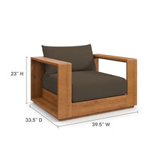 Modway Tahoe Acacia Wood 5-Piece Outdoor Patio Furniture Set in Natural Cocoa - Includes Lounge Chair and Sofa with Weather-Resistant Cushions, Plus Coffee Table