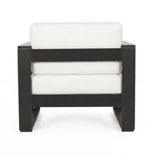 Christopher Knight Home Giovanna Aluminum Lounge Chair Outdoor Set of 2 with Removable Cushion, Metal Frame Patio Accent Chair, Patio Garden Comfy Reading Chair, Black+Beige