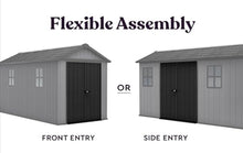 Keter Newton Plus 7.5x13 Ft All-Weather Storage Shed with Skylight, Window, Built-in Ventilation, Customizable Walls, & Lockable Double Doors, Graphite
