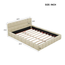 Jintop Queen Size Linen Upholstered Platform Bed Beige
