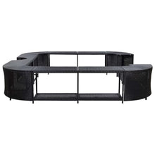 Square Spa Surround Black 105.5x105.5x21.7 Inch Poly Rattan Enclosure